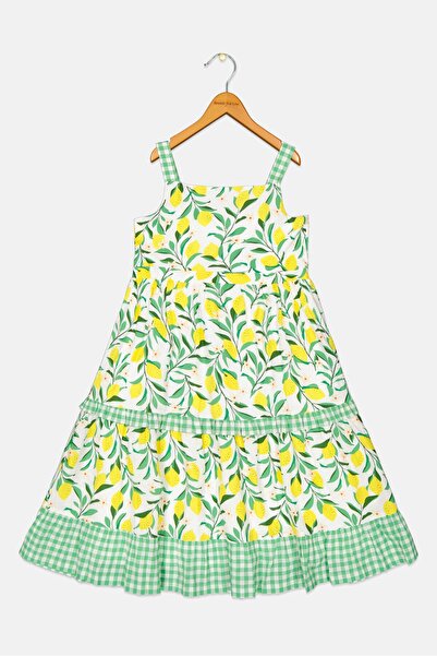 Nicole Miller فستان بناتي بدون أكمام مطبوع بالكامل، أبيض