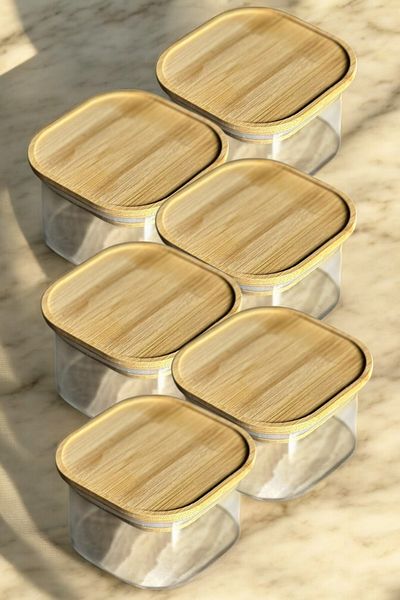 Mirilliahome 6-Piece 400 ml Square Borosilicate Glass Bowl with Bamboo Lid |   Breakfast and Storage Container