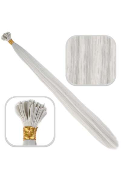 Nurdan Trend Peruk Fiber Sentetik Boncuk Kaynaklık Renkli Saç - Açık Gri - 10...