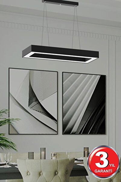 Hegza Lighting Mesıta ( Siyah Kasa, Doğal Beyaz Işık ) Modern Led Avize, Salon, Mutfak, Oturma Yatak Odası, Sarkıt