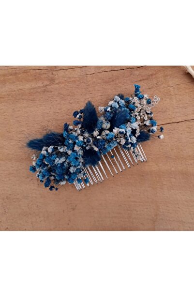 Yumak Dekor Grup COPY - Темно-синя пряжка з сухоцвітом - аксесуар для волосся
