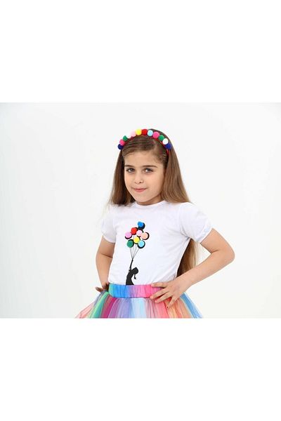Dıgıl Kids Tricou pentru fete cu model cu baloane 23 aprilie-29 octombrie-10 noiembrie-19 mai haine de spectacol
