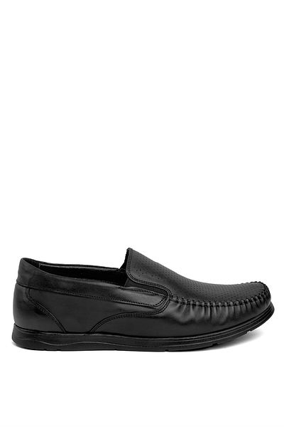 Ayakkabı Fuarı Elit 25YNbl1050C - Ανδρικά μαύρα παπούτσια casual από γνήσιο δέρμα
