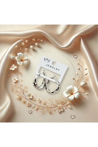 MUUN STORE Silver Color Twist Hoop Earrings, Stylish and Elegant Design, for Daily and Special Use