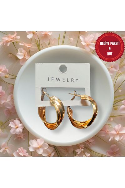 MUUN STORE Gold Color Twist Hoop Earrings, Stylish and Elegant Design, for Daily and Special Use