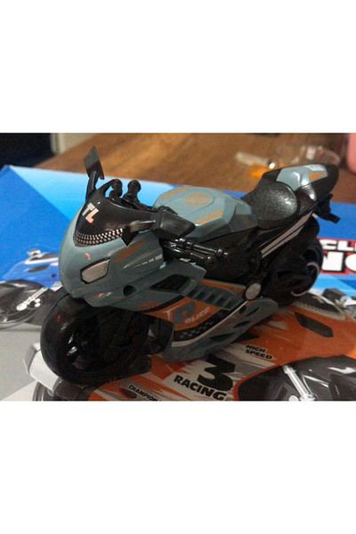 Asya Oyuncak Toy Friction Police Motorcycle 15 cm Khaki Gray Model Motorcycle