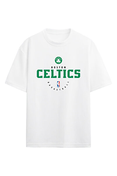 BA Sportswear تي شيرت بوسطن لكرة السلة باللون الأبيض مقاس كبير