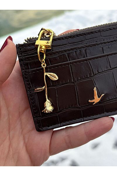 PEONY - peonyofficiall Clip-On Rose Gold Plated Gold Detailed Wallet Ornament Charm Bag Ornament Keychain