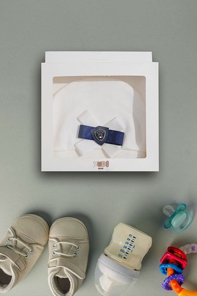yudemia 100% Organic Cotton Stylish and Comfortable Bow Tie Embroidered Design Baby Beanie