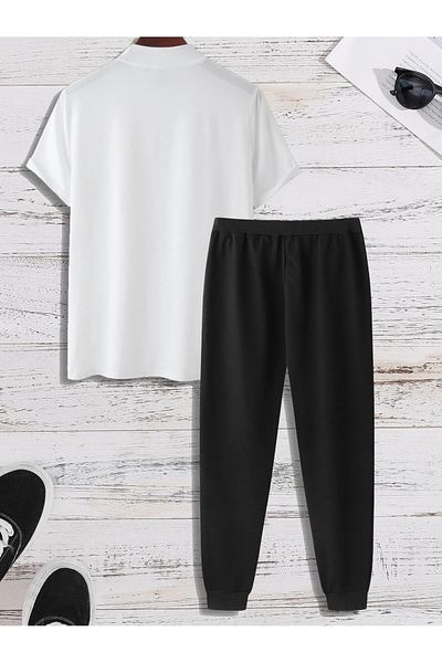 PAVRO Oversize Jogger Tracksuit Set - Mini Eagle Printed T-Shirt