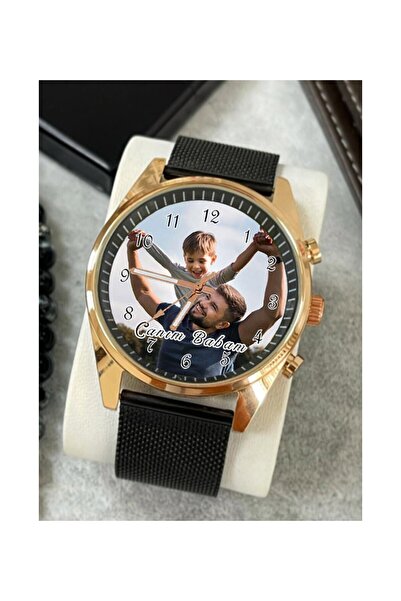 Men's Wrist Watch Named Personalized Black Gold Color Gift Valentine's Day Gift for Boyfriend