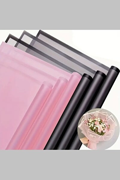 COLORPAK Çiçek Buket Ambalaj Jelatin Kağıdı (SİYAH ve PEMBE KARIŞIK) Mat Opp 55x55cm 20 adet