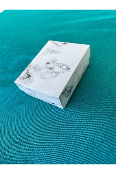 ulaşaksesuar 8x6x3 Beyaz Mermer Desenli Süngerli Takı Kutu 1 ADET