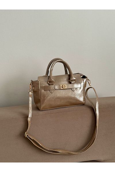 Moda Sekiz Geantă de umăr bagheta din piele aurie pentru femei