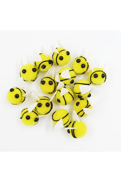 enyareshome Pompom Bees 15 Pcs, 2 cm - 20mm
