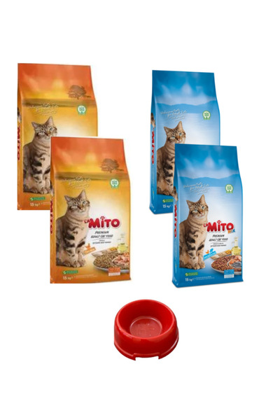 Mito Mix 2 Paket Yetişkin 2 Paket Tavuklu Kedi Maması Toplam= 4 Kg Mama Kabı Hediye