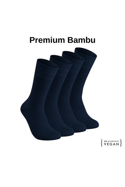 Elchee wear Vegan and Organic Navy Blue Bamboo Men's Oversize, Large Size Socks 4 Pairs 45-48
