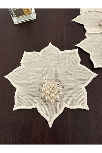 NURHAN HOME COLLECTION 6 Star Model Silver Pearl Coffee Side Cocktail Presentation Napkins
