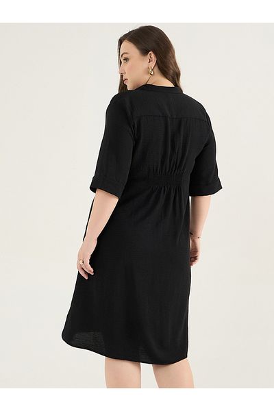Femmella By Styli Plus Size Pleated V-Neck Knee Length Dress