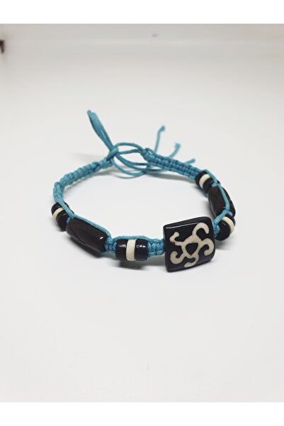 mama india alaçatı Ethnic Design Macrame Adjustable Bone Men's Bracelet No 1