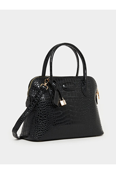 Styli حقيبة يد من جلد التمساح بمقبض علوي وإغلاق بسحاب