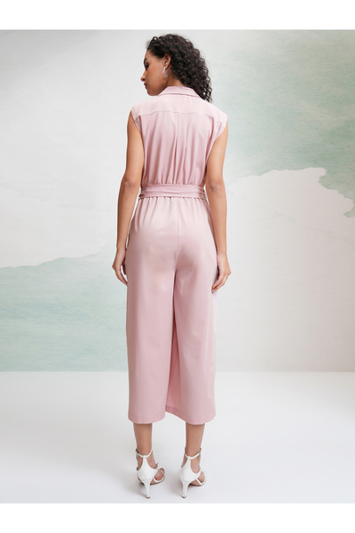 Tokyo Talkies By Styli Solid Waist Tie Up Culotte Leg Jumpsuit