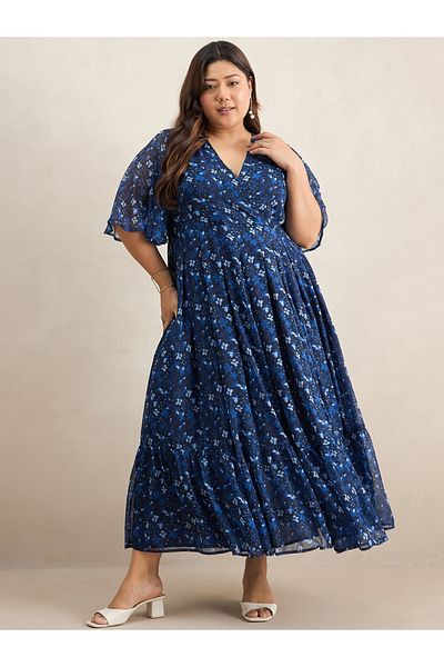 Femmella By Styli Plus Size All-Over Floral Print Tiered Maxi Dress