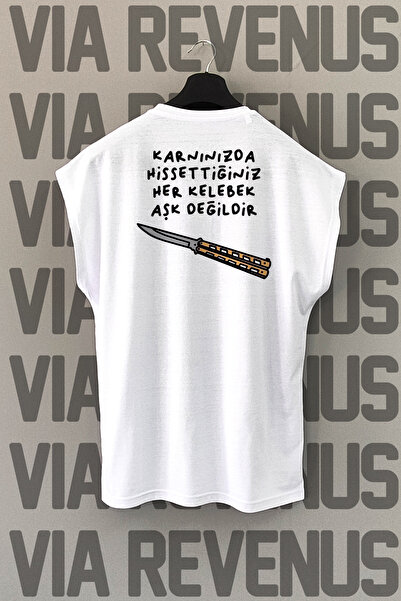 Vordevia Tricou sport cu mânecă zero cu decolteu rotund, imprimat pe spate, n...