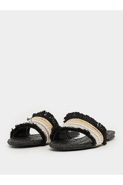 Styli Embellished Fringe Flat Sandals