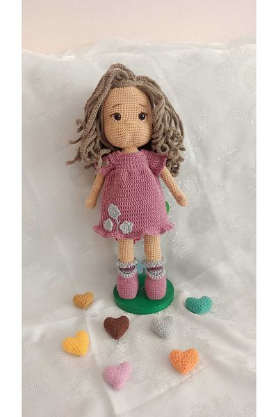 PopŞeker 40 cm Amigurumi Doll with Removable Dress – Knitted with Love!