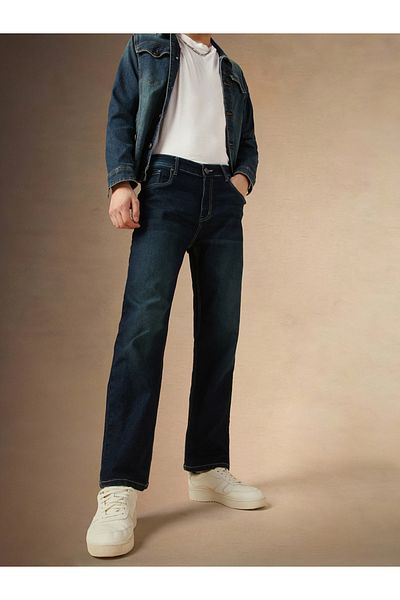 Dennis Lingo By Styli Mid Rise Straight Fit Faded Jeans