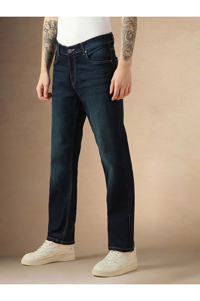 Dennis Lingo By Styli Mid Rise Straight Fit Faded Jeans