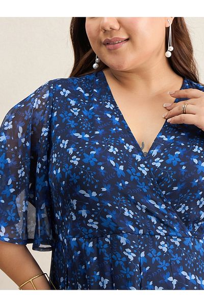 Femmella By Styli Plus Size All-Over Floral Print Tiered Maxi Dress