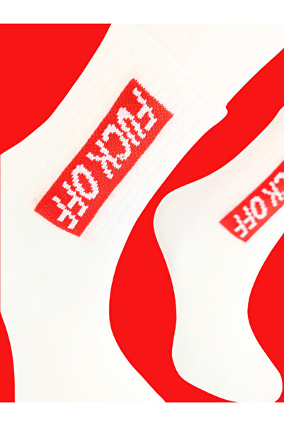 Shuttle Park Ειδική σειρά Unisex Κάλτσες Κομψές, άνετες και μοτίβες, λευκές κολεγιακές κάλτσες με γράμματα Fck Off