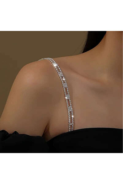 Mupten 3 Sıra Gümüş Özel Motifli Zirkon Taşlı Su Yolu  Sütyen Askısı