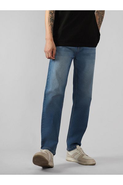 Dennis Lingo By Styli Mid Rise Straight Fit Faded Jeans
