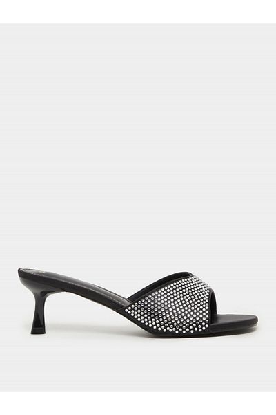Styli Embellished Open Toe Kitten Heel Sandals