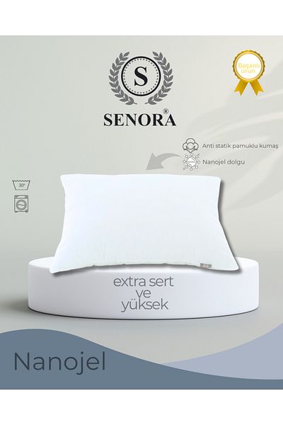 SENORA Extra Plump and High Hotel Pillow Nano Gel Filled Anti-bacterial Cotton Fabric