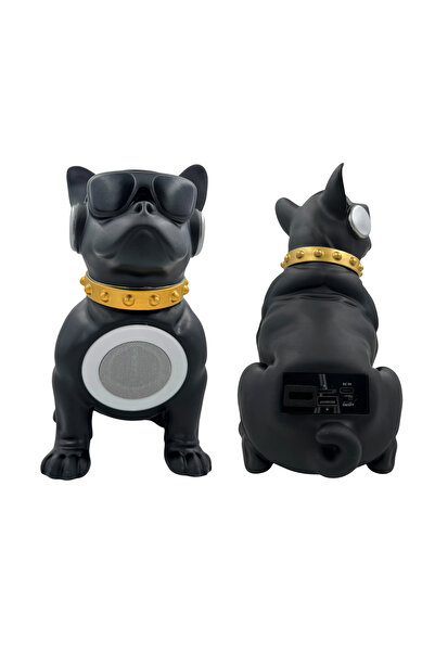 Boğazören Bulldog Köpekli Karikatür Hoparlör SİYAH Subwoofer Kablosuz RGB 3D ses kalitesi Surround Hoparlör
