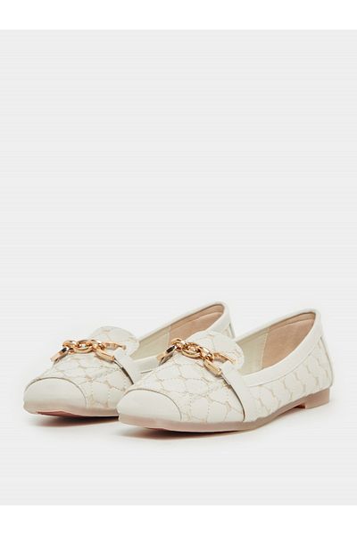 Styli Quilted Ballerina Shoes with Metal Accent