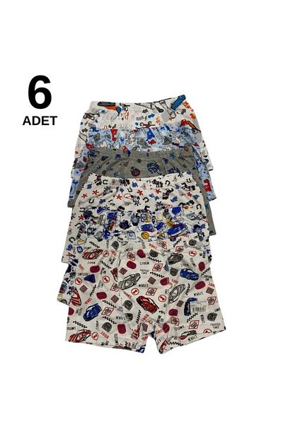 BEYAZTOPTAN 100% Cotton Quality Boy's Printed Boxer 6 Pieces