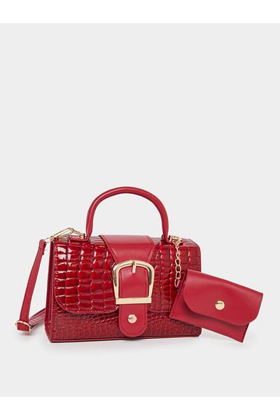 Styli Croc Skin Textured City Bag with Pouch