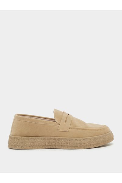 Styli Platform Sole Faux Suede Slip On Loafers