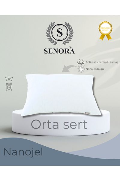 SENORA Medium Hardness and Height Anti Bacterial Nano Gel Fiber Filled Pillow