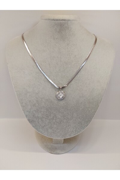 Şeymoş Takı Ve Aksesuar Çelik italyan Zincir Sedef Yonca Kolye