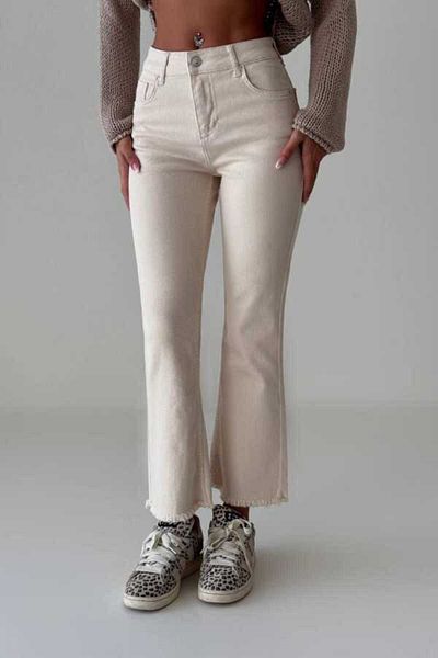 LACARINO Lycra Jeans with Tasseled Legs