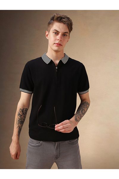 Dennis Lingo By Styli Regular Fit Polo Collar T-Shirt with Zipper Detail