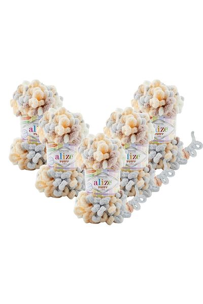 Alize 5 Pieces Puffy Color - Hand Knitting Yarn Baby Blanket Panduf Scarf Cardigan Yarn