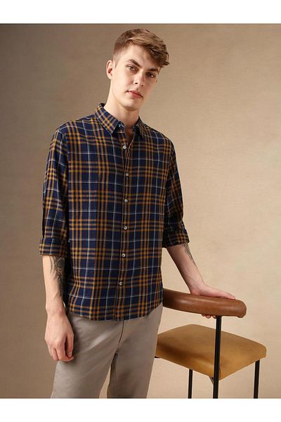 Dennis Lingo By Styli Checked Regular Fit Spread Collar Shirt