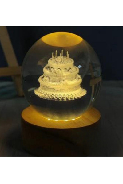 Yaratıcı sanatlar atölyesi Kristal Küre LED Işıklı USB Ahşap Tabanlı 3D Ev Of...
